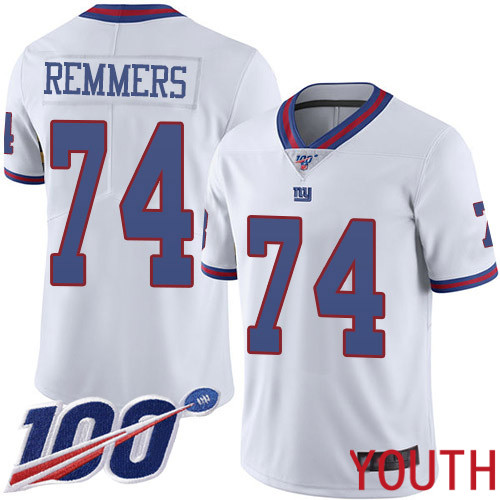 Youth New York Giants #74 Mike Remmers Limited White Rush Vapor Untouchable 100th Season Football NFL Jersey